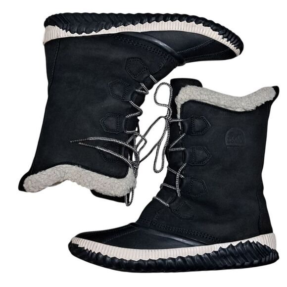 Sorel Out ' N About Plus Tall Duck Waterproof  Winter Boots Size 10 Black - Picture 1 of 13